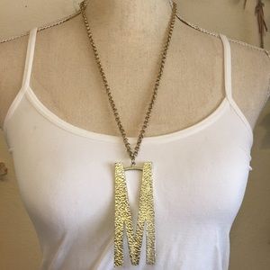 Vintage 70s monogram pendant on chain necklace